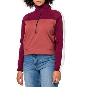 Hurley Nike Thermal Sweatshirt Fleece Lined Cropped Half Zip  Maroon White NEW